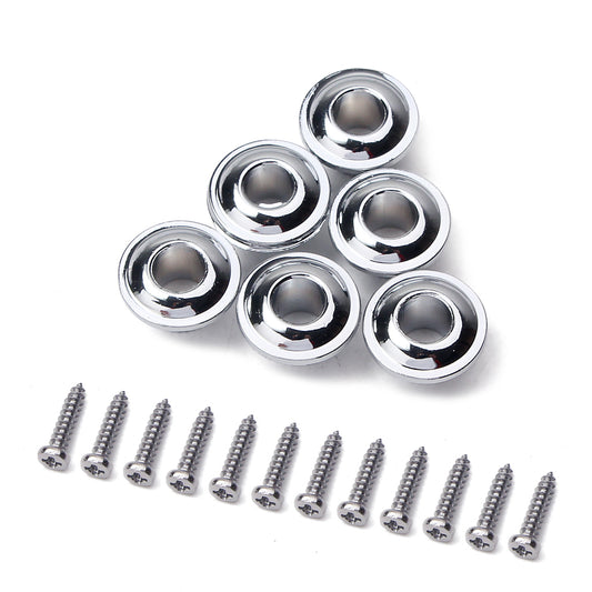 A Set 6 Pcs 3 Colors Opened Semiclosed Guitar Tuning Pegs Tuners Machine Heads Metal Ferrules Bushing and Mounting Screws