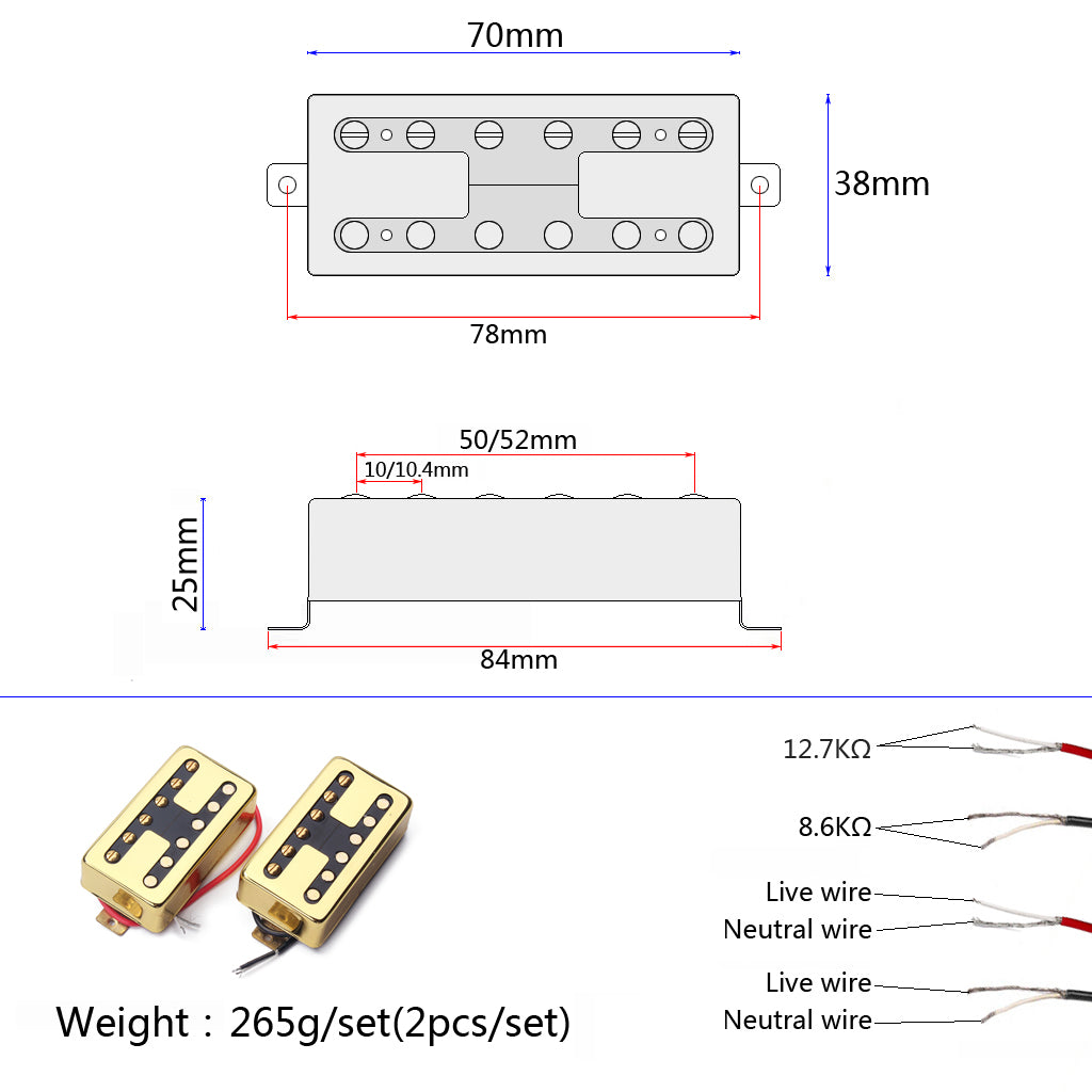 Electric Guitar Pickups Humbucker Chrome Gold Double Coil Pickup Guitar Parts Accessories