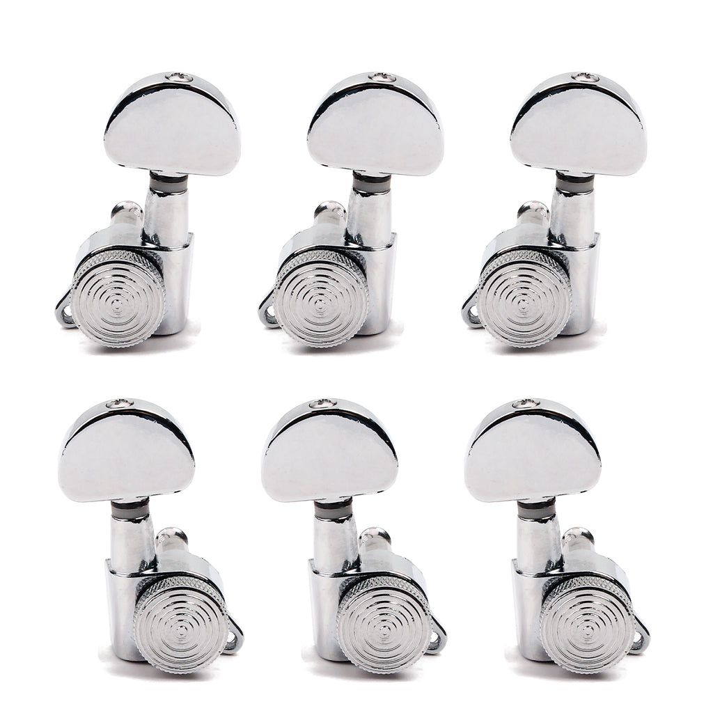 Chrome Lock Semicircle Guitar Tuning Pegs Tuners Machine Heads 3R 3L for Electric Acoustic Guitar