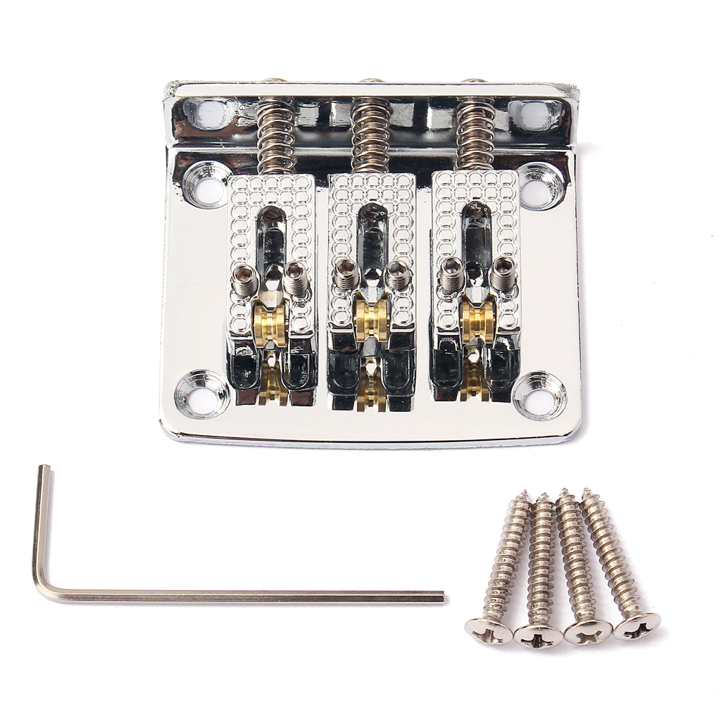 Cigar Box Guitar Parts 3 String Chrome/Black/Gold Hard Tail Adjustable Bridge