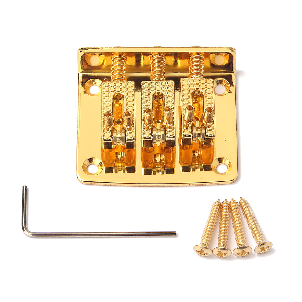Cigar Box Guitar Parts 3 String Chrome/Black/Gold Hard Tail Adjustable Bridge