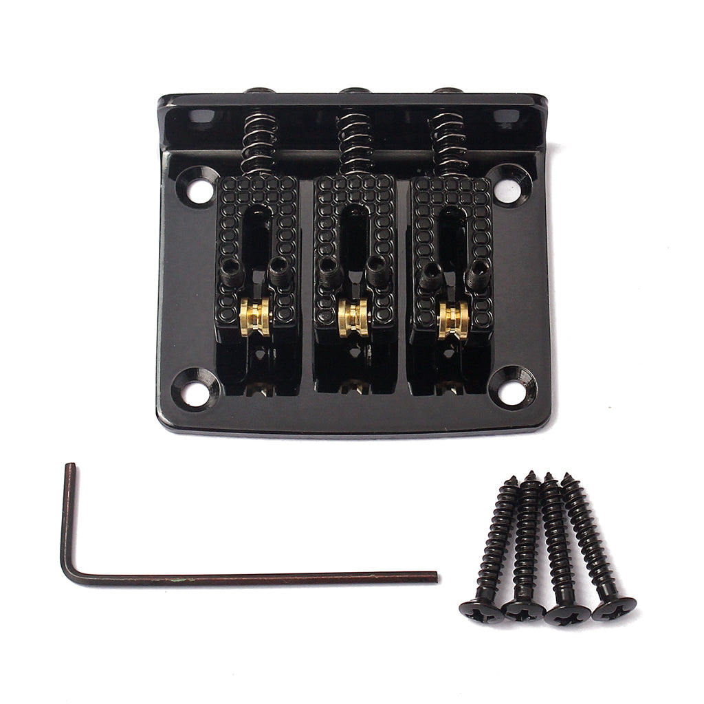 Cigar Box Guitar Parts 3 String Chrome/Black/Gold Hard Tail Adjustable Bridge