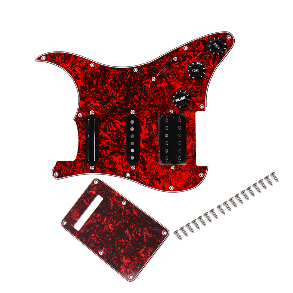 red tortoise Dual Rail and humbucker and single  Pickups Loaded Prewired Pickguards for 11 Hole Electric Guitar