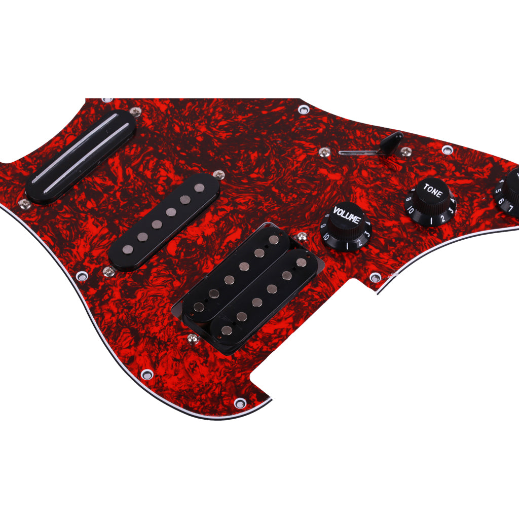 red tortoise Dual Rail and humbucker and single  Pickups Loaded Prewired Pickguards for 11 Hole Electric Guitar