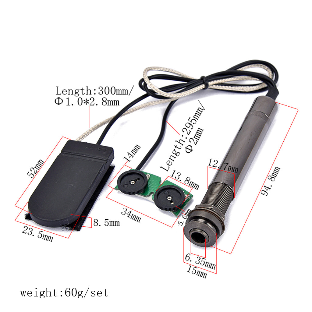 Sound hole pickup + tail nail tube insert battery pack