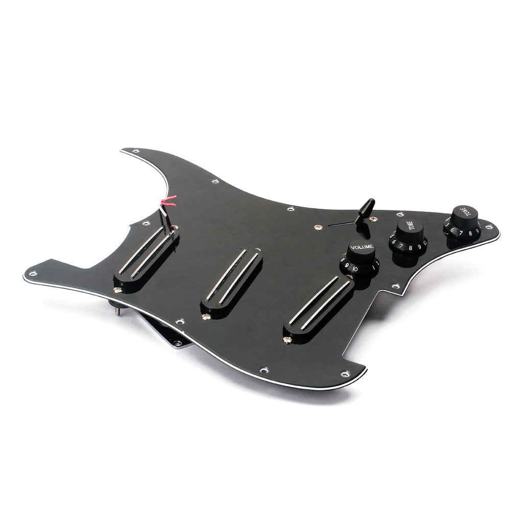 Black 3-ply SSS Dual Rail Pickups Loaded Prewired Pickguards for 11 Hole Electric Guitar