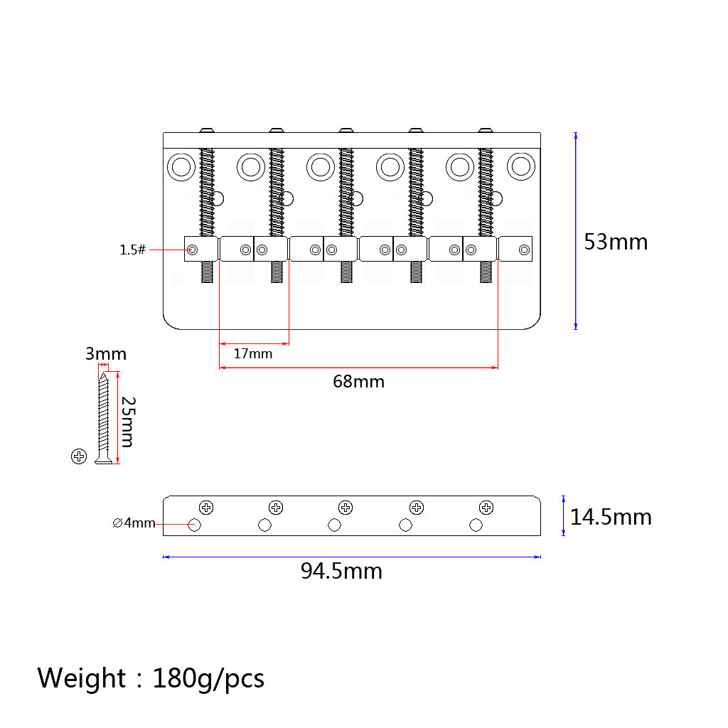 High quality 5 strings bass bridge Silver iron bass Electric guitar Bridge