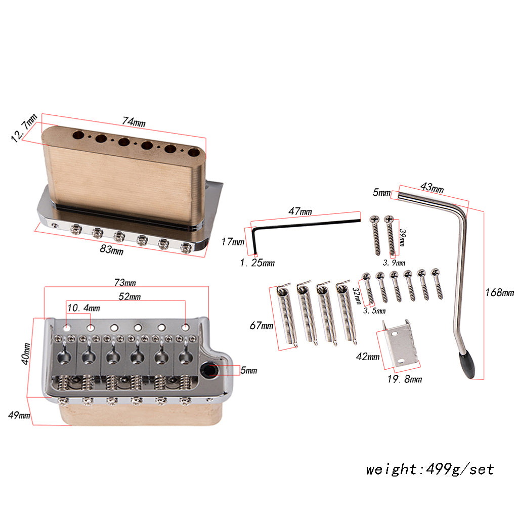 ST Electric Guitar Tremolo System brass Bridge + Stainless Steel Saddles