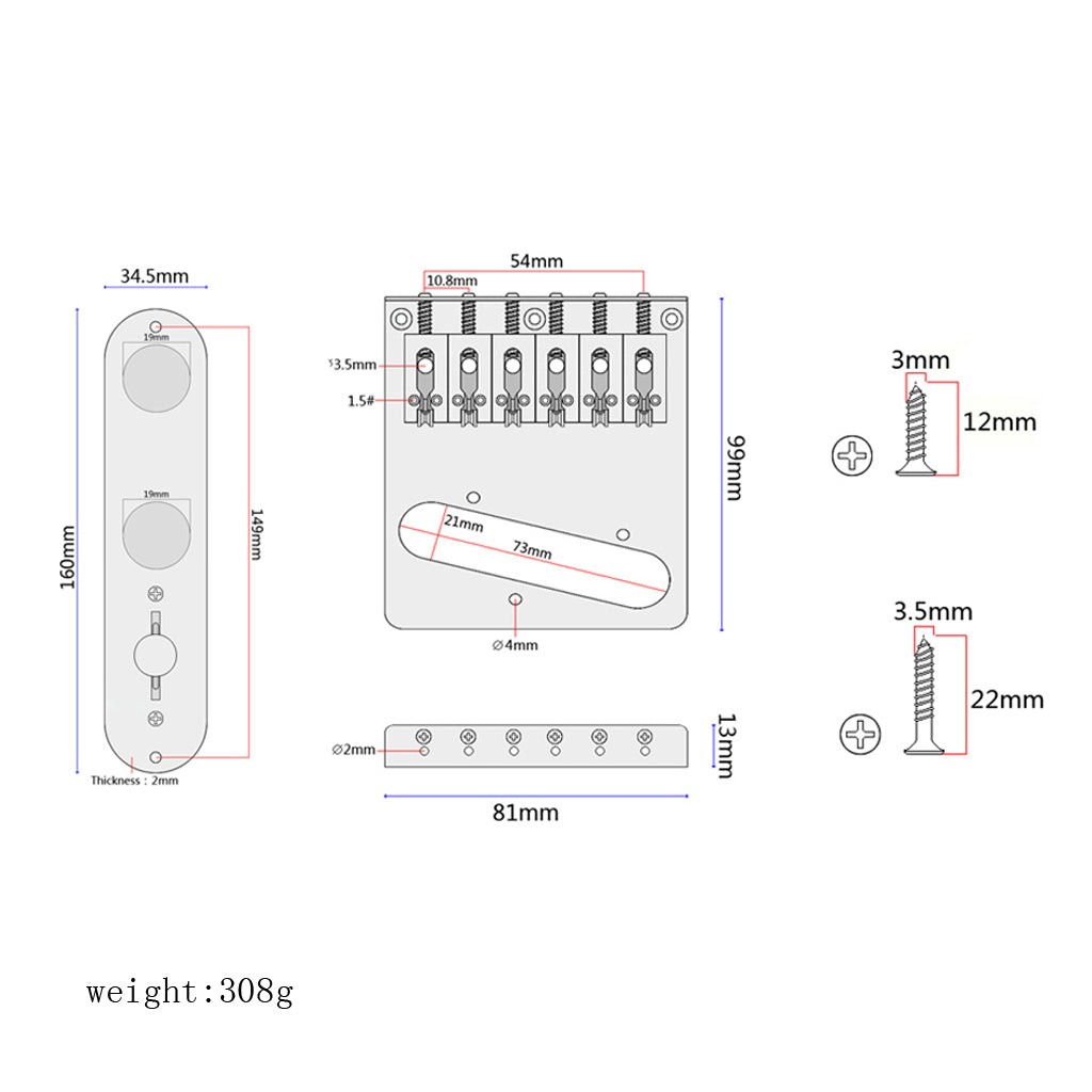 3 Way Control Panel Relief Electric Guitar Bridge Pickup 6 Tone TL Tailpiece