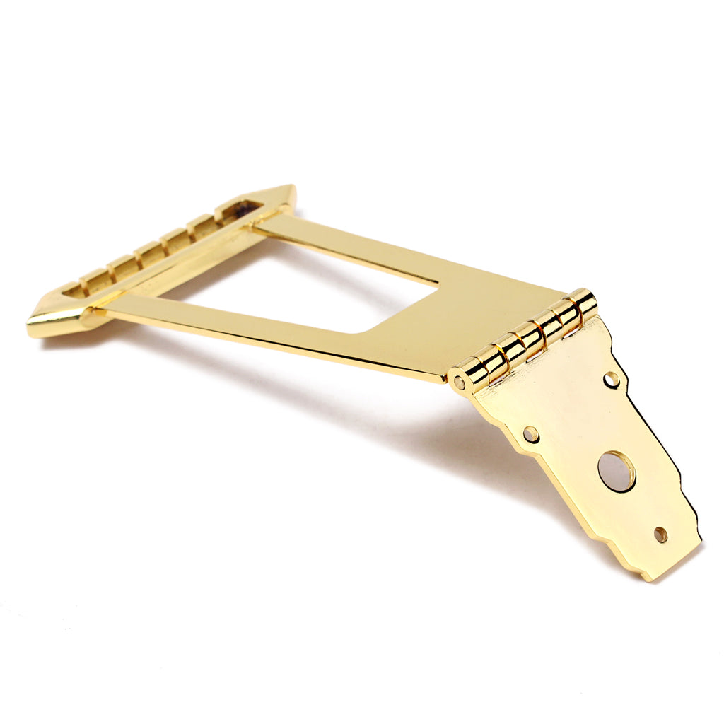 Gold 6 String Jazz Bass Guitar Trapeze Tailpiece Bridge -Top Bronze Made