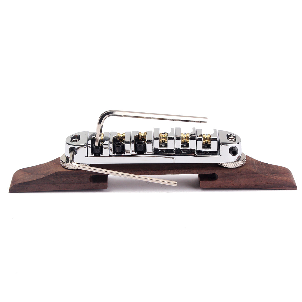 Chrome/Black/Gold Roller Saddle Bridge Archtop Rosewood Base for Jazz Guitar