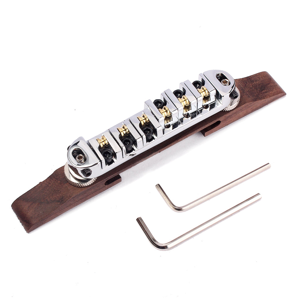 Chrome/Black/Gold Roller Saddle Bridge Archtop Rosewood Base for Jazz Guitar