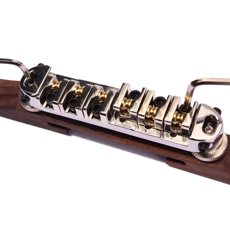 Chrome/Black/Gold Roller Saddle Bridge Archtop Rosewood Base for Jazz Guitar