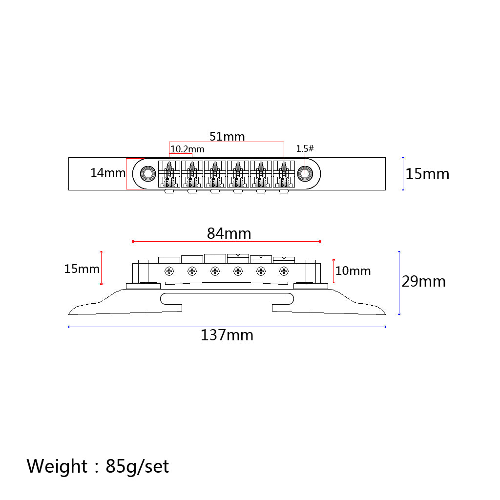 Adjustable 6 Strings Chrome/Gold Guitar Bridge Roller Saddle Metal Rosewood Guitar Bridge Guitar Parts & Accessories