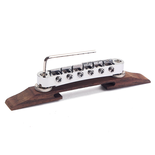 Adjustable 6 Strings Chrome/Gold Guitar Bridge Roller Saddle Metal Rosewood Guitar Bridge Guitar Parts & Accessories