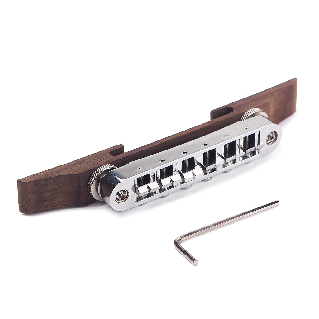 Adjustable 6 Strings Chrome/Gold Guitar Bridge Roller Saddle Metal Rosewood Guitar Bridge Guitar Parts & Accessories