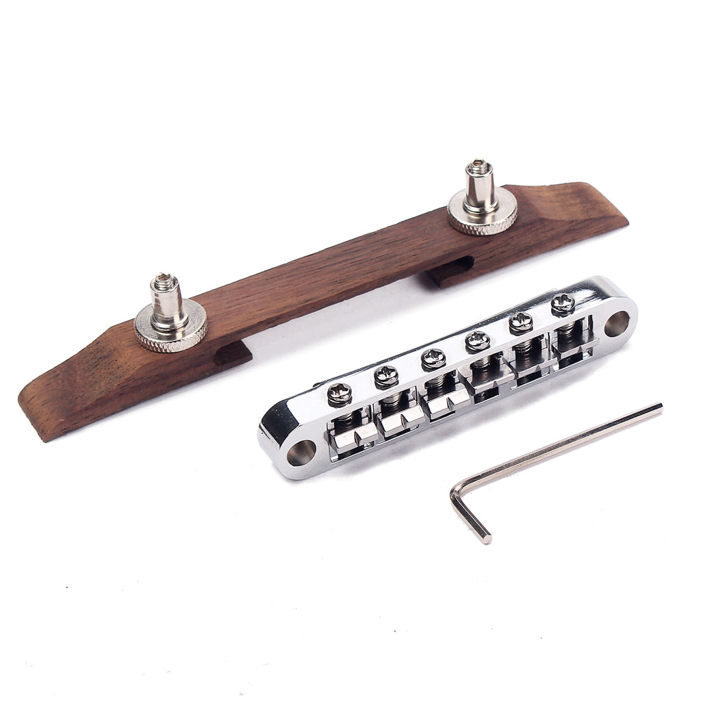 Adjustable 6 Strings Chrome/Gold Guitar Bridge Roller Saddle Metal Rosewood Guitar Bridge Guitar Parts & Accessories