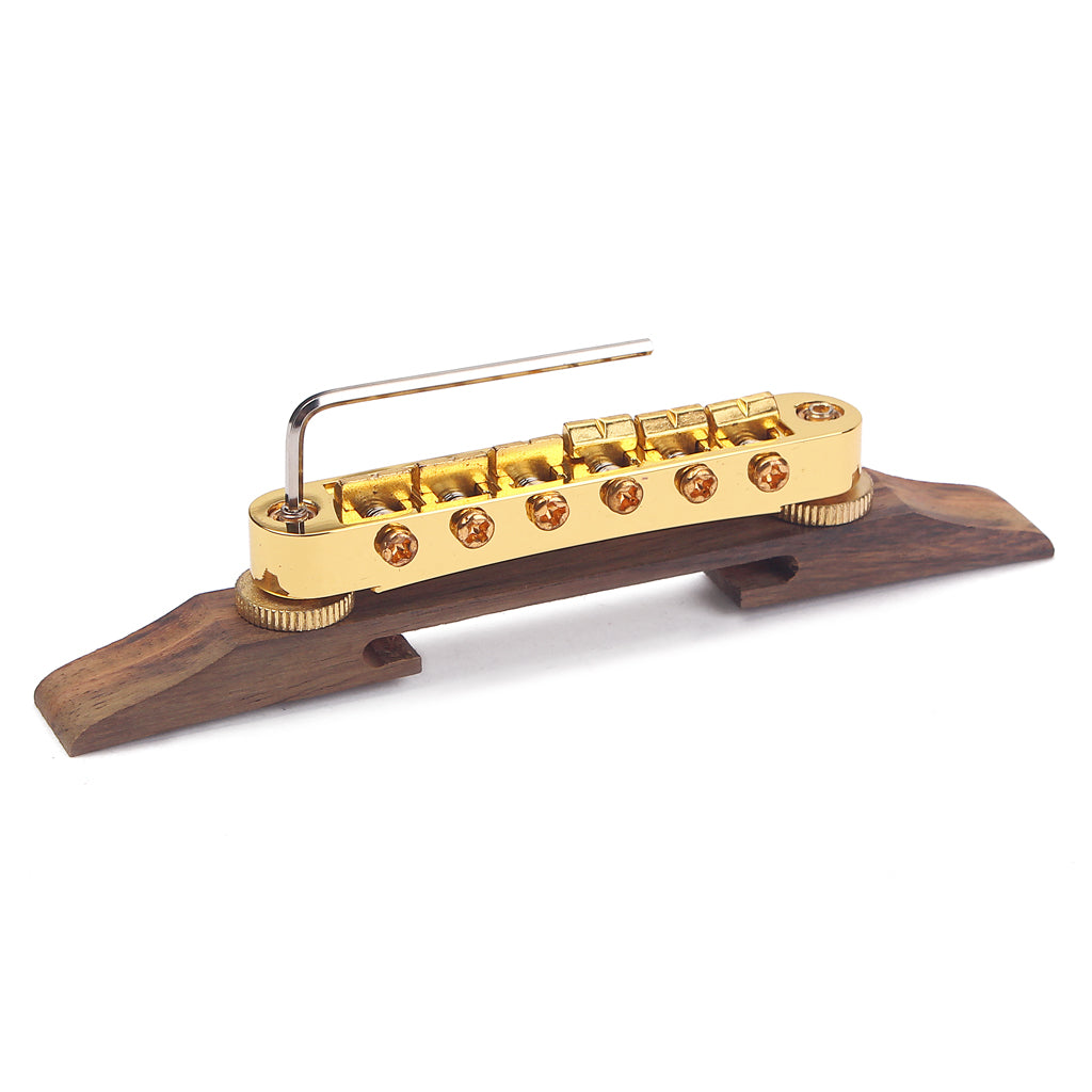 Adjustable 6 Strings Chrome/Gold Guitar Bridge Roller Saddle Metal Rosewood Guitar Bridge Guitar Parts & Accessories