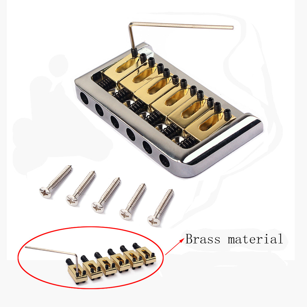 Zinc Alloy/Brass Saddle 6 String Fixed Hard Tail Hardtail Guitar Bridge