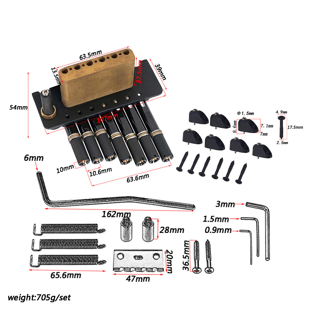 7 Strings Chrome Headless Guitar Fanned Fret Tailpiece Tremolo Bridge