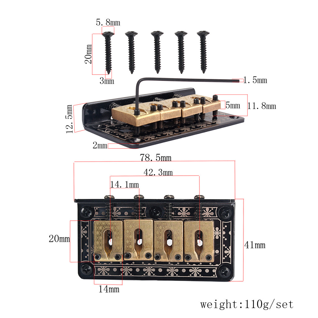 4 String Cigar Box Guitar Bridge Black