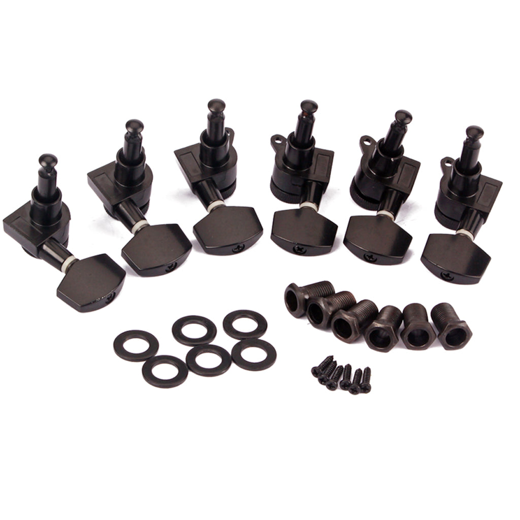 Set of 6 quality  Black plated machine heads for steel string electric guitars (3R3L)