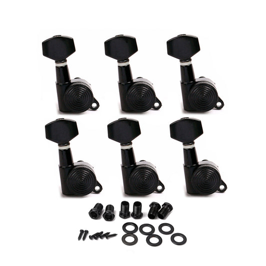 A Set 6 Pcs Black Locked String Tuning Pegs key Tuners Machine Heads For Acoustic Electric Guitar Lock Schaller Style