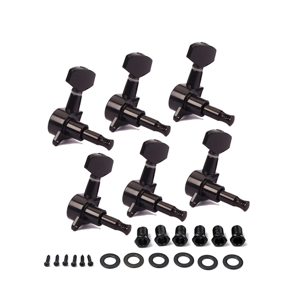 A Set 6 Pcs Black Locked String Tuning Pegs key Tuners Machine Heads For Acoustic Electric Guitar Lock Schaller Style