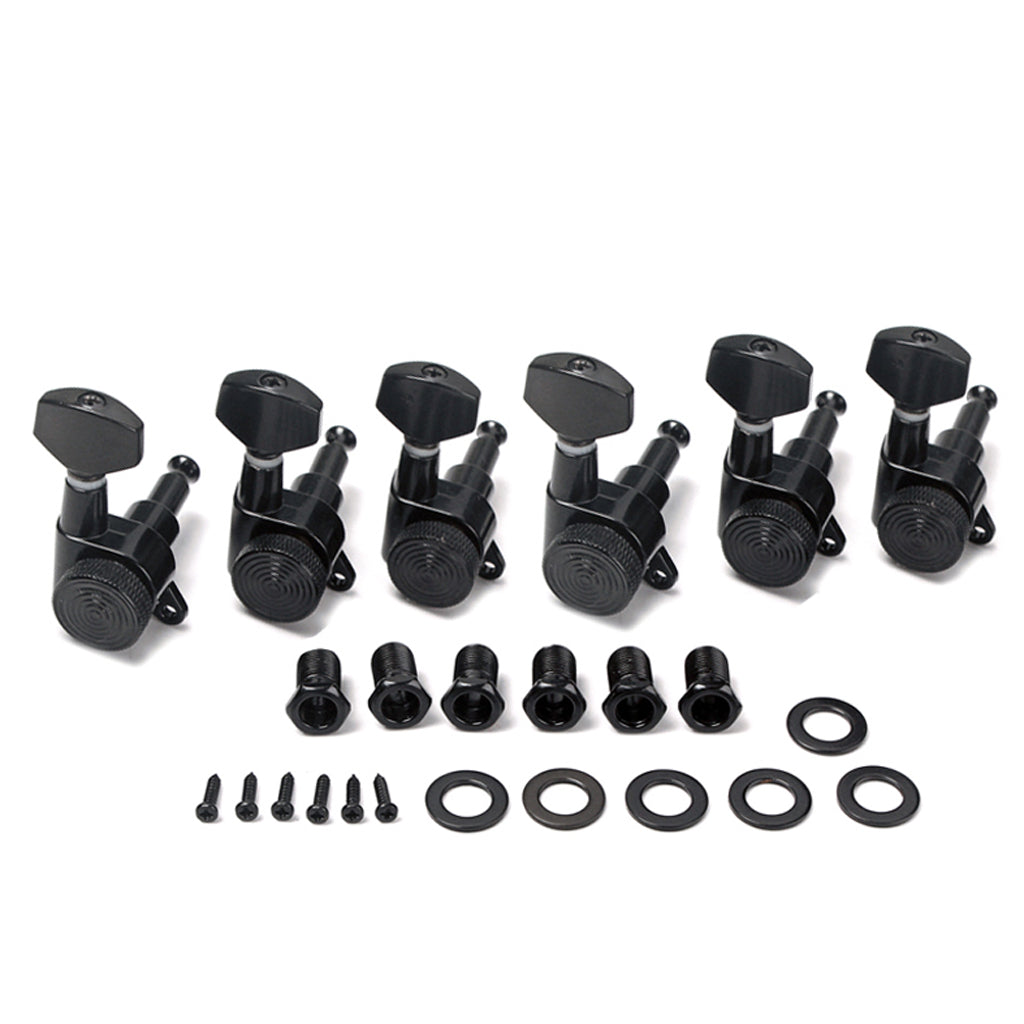 A Set 6 Pcs Black Locked String Tuning Pegs key Tuners Machine Heads For Acoustic Electric Guitar Lock Schaller Style