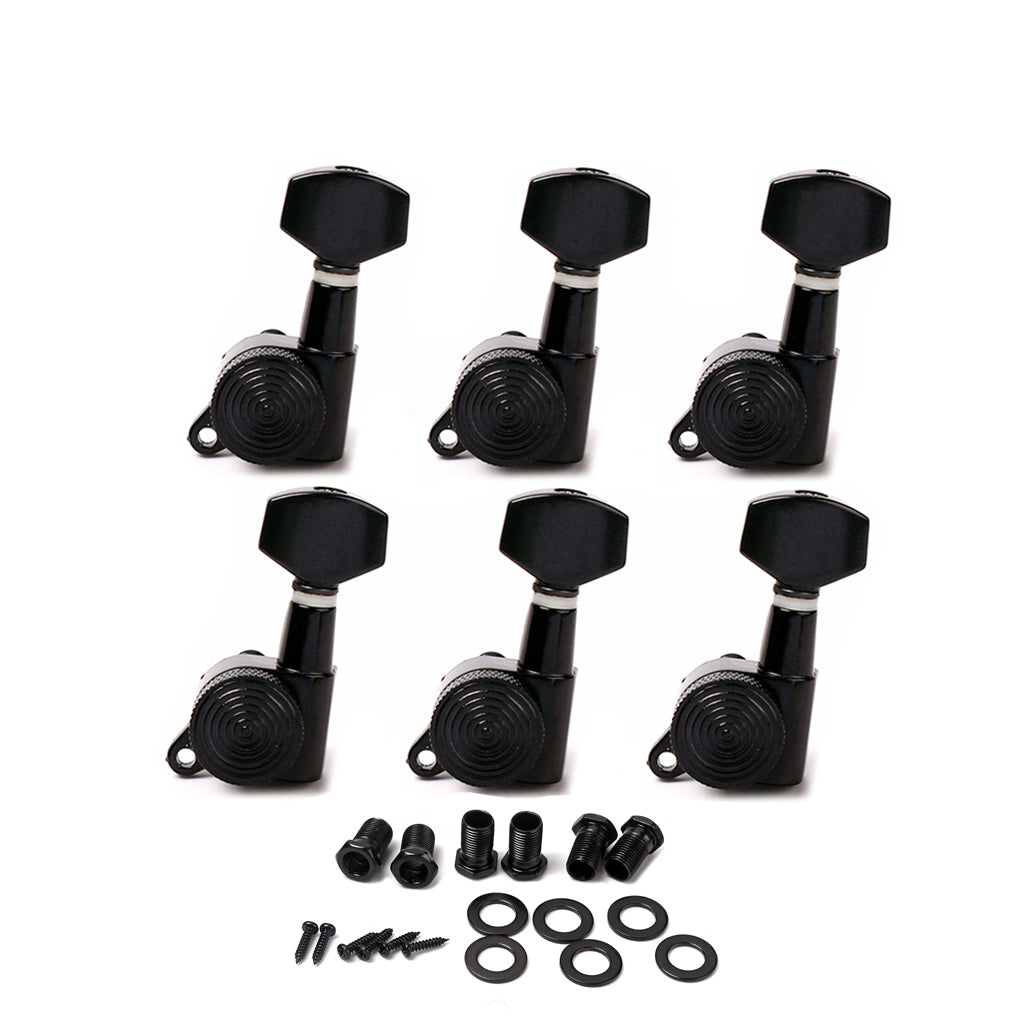 A Set 6 Pcs Black Locked String Tuning Pegs key Tuners Machine Heads For Acoustic Electric Guitar Lock Schaller Style