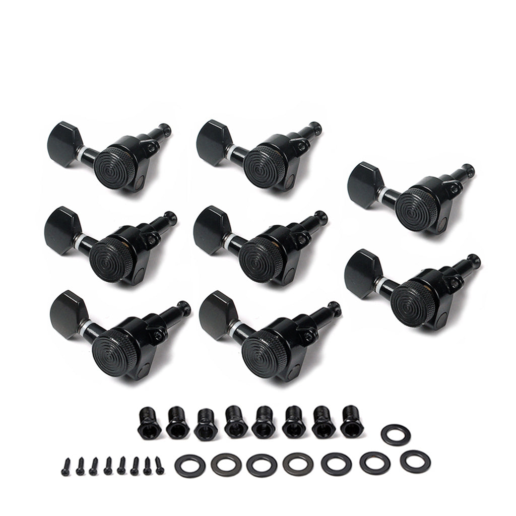 A Set 8Pcs Black Locked String Tuning Pegs key Tuners Machine Heads For Acoustic Electric Guitar Lock Schaller Style