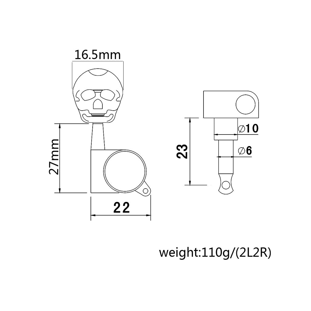 2R2L Skull Shape Electric UKULELE Tuning Peg  strings button UKULE parts