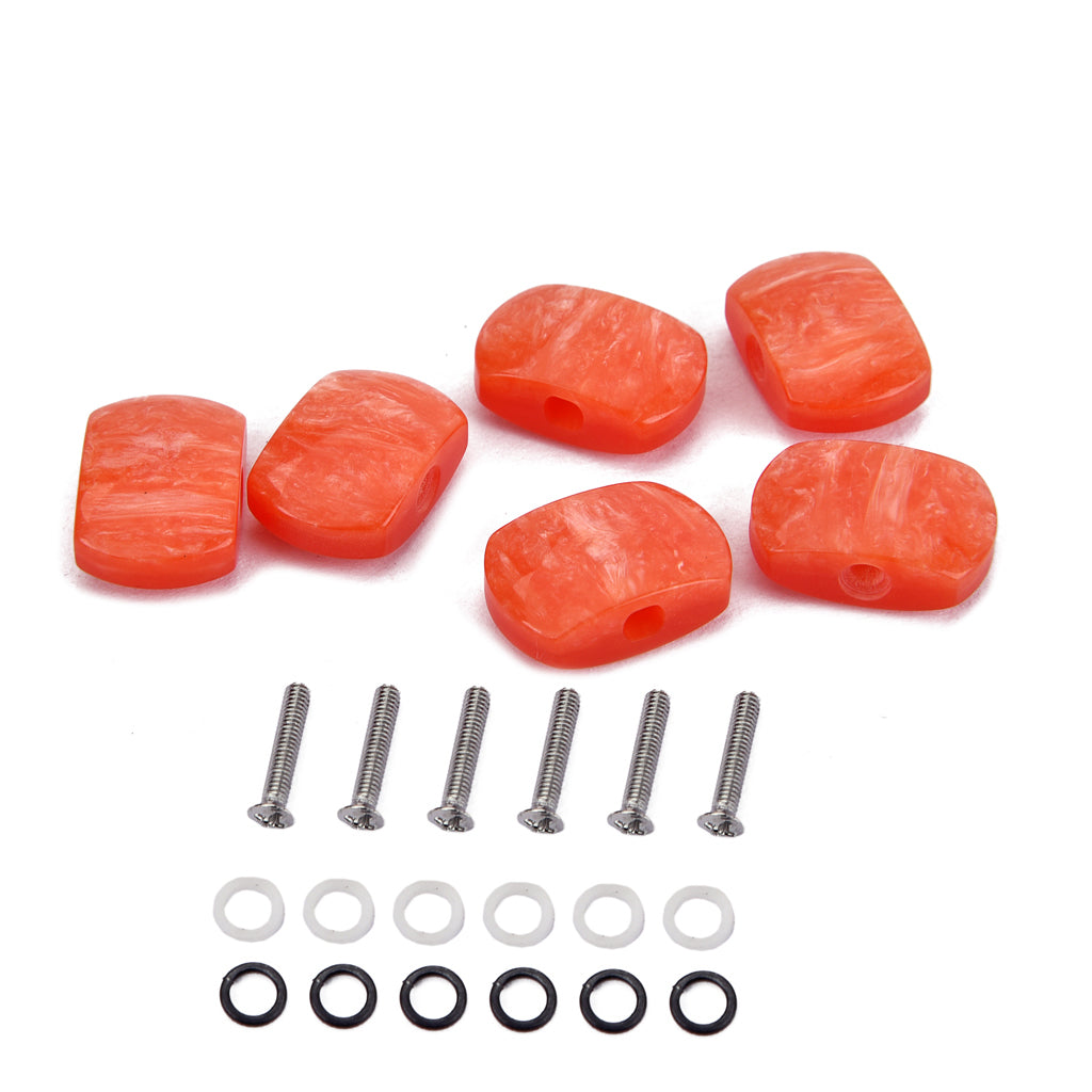 Red/White Large Square Guitar Tuning Pegs Keys Tuners Machine Heads Replacement Buttons 6PCS