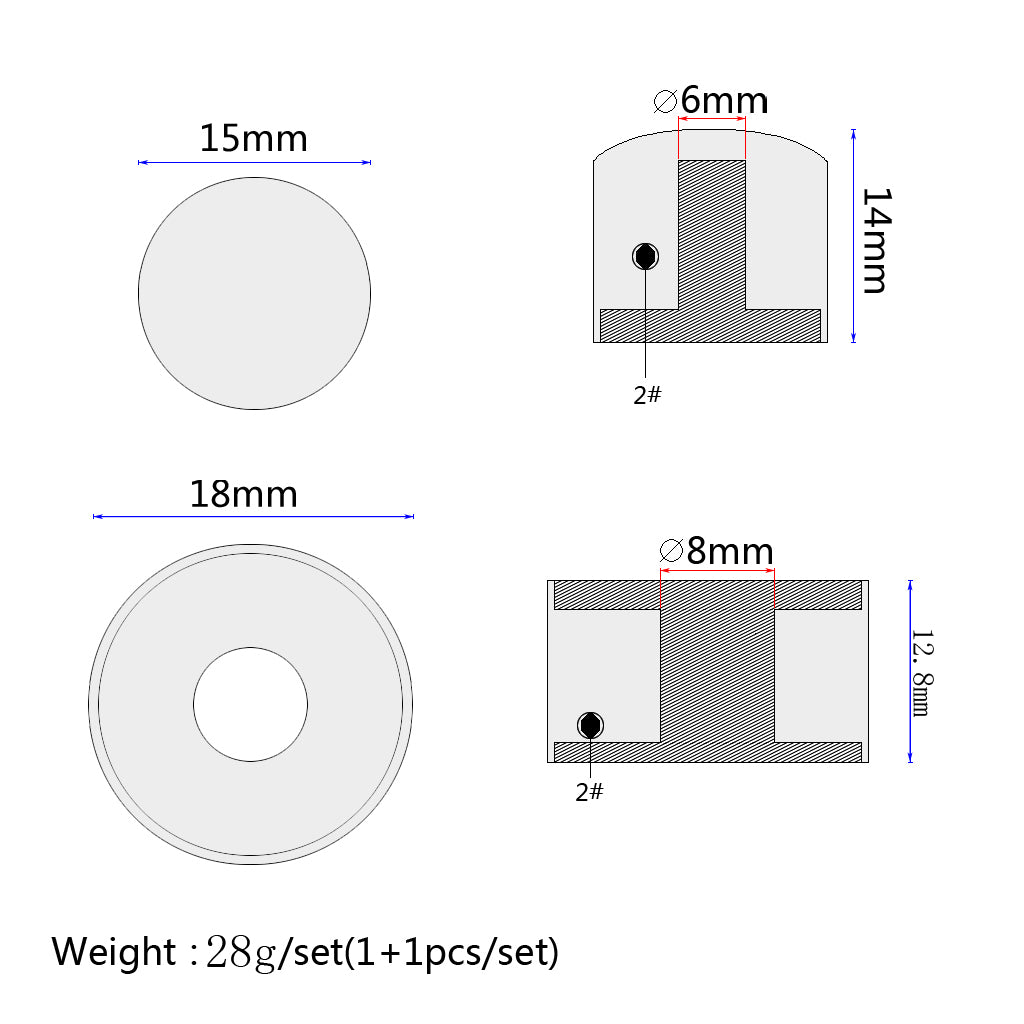 2 Pcs Electric Guitar And Bass Tone And Volume Metal Electronic Control Knobs Cap