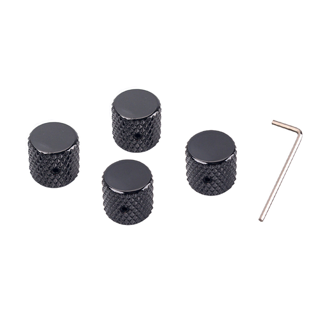 4 Pcs Electric Guitar And Bass Tone And Volume Metal Electronic Control Knobs Cap