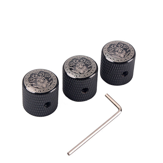 3Pcs Metal Electric Guitar Bass Durable Metal Volume Tone Cap Dome Knobs Guitarra Cap Tone Control Knobs for Electric Guitar