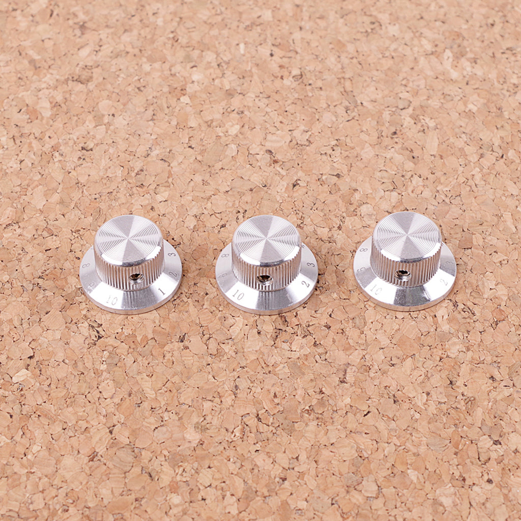 3Pcs Electric Guitar And Bass Tone And Volume Metal Electronic Control Knobs Cap