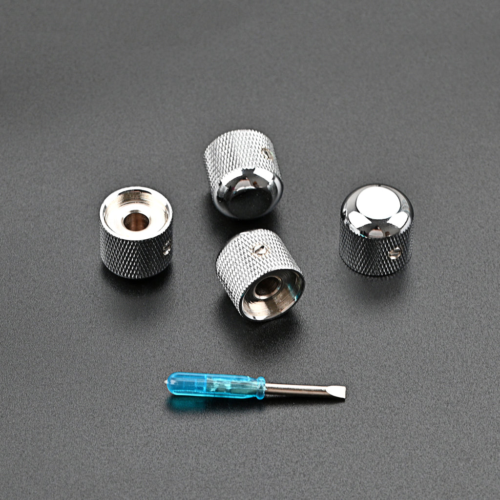 4pcs Professional Metal Guitar Tone Volume Knob Potentiometer Hat Cap Large Guitar Parts Push Knob with Hole Guitarra Accessories