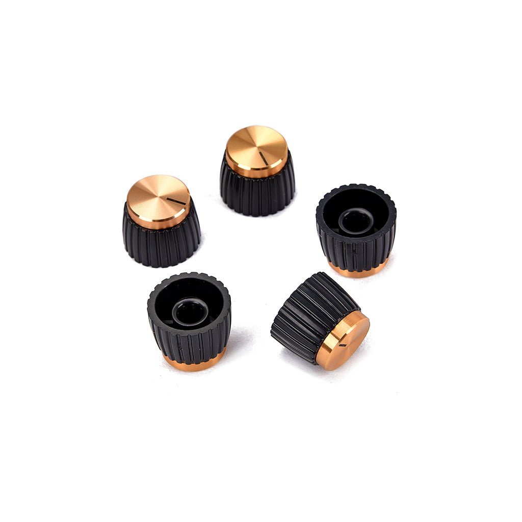 5pcs Guitar AMP Amplifier Knobs Black w/ Gold Cap Push on Knobs fits Marshall