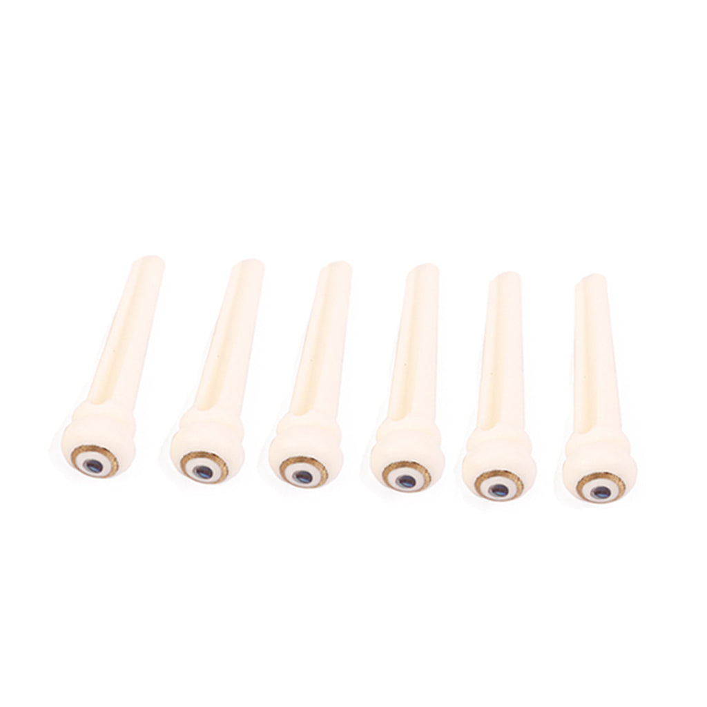 6pcs Bone Guitar Bridge Pins with Brass Circle and Green Pearl Shell Dot String Nails Pin