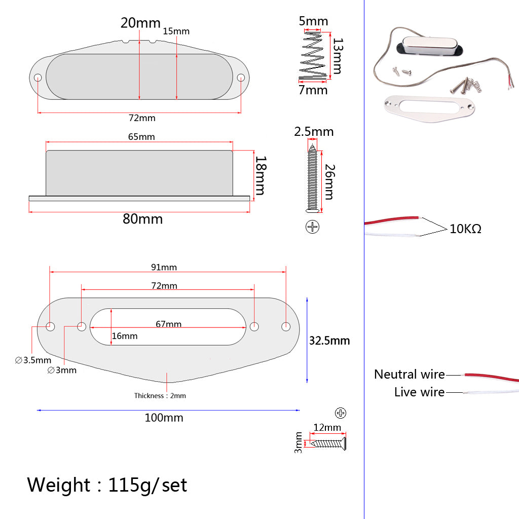 single Alnico 5 Pickup and frame fit for Pure Vintage '64 Telecaster Tele guitar