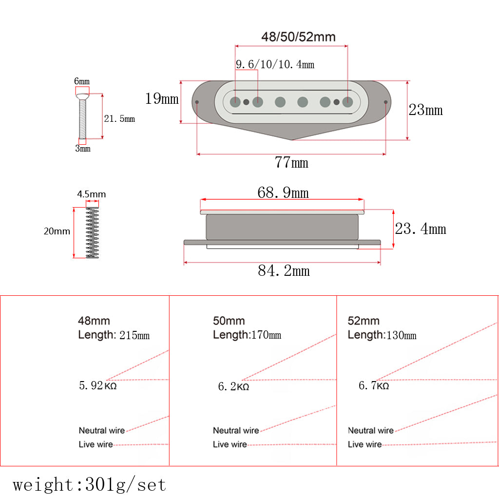 SSS Standard Single Coil Pickup Set high medium frequency