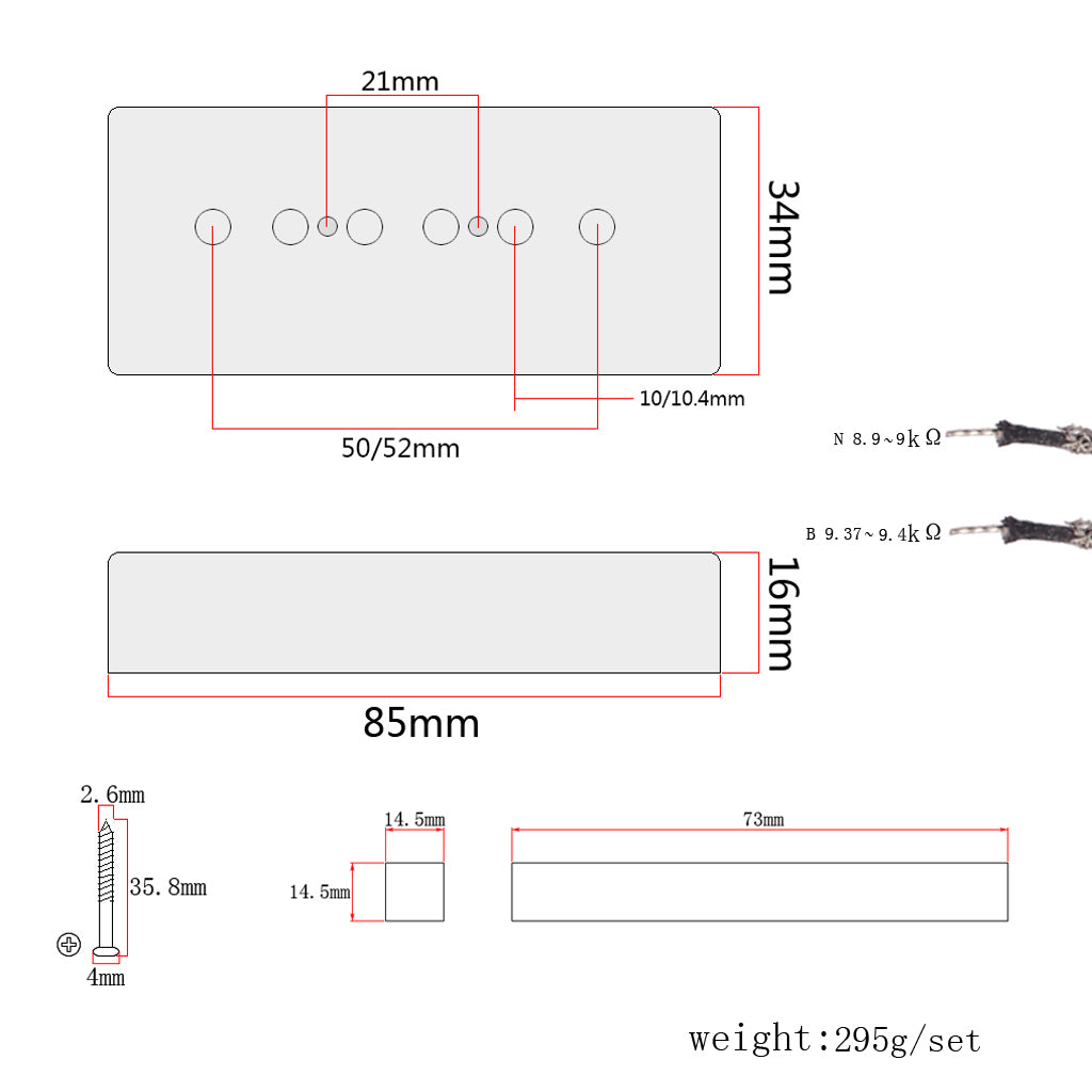 Replacement Pickup Set - P90,Alnico 5 single pickup Set of 2