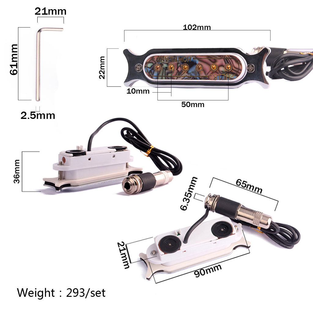 High-grade tortoise shell surface sound holes Pickup with Active Power Jack for Acoustic Guitar