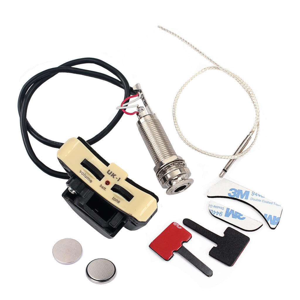 Ukulele Piezo Pickup Preamp Pick-up System for Ukelele Uke Endpin Jack Style with Volume & Tone Control