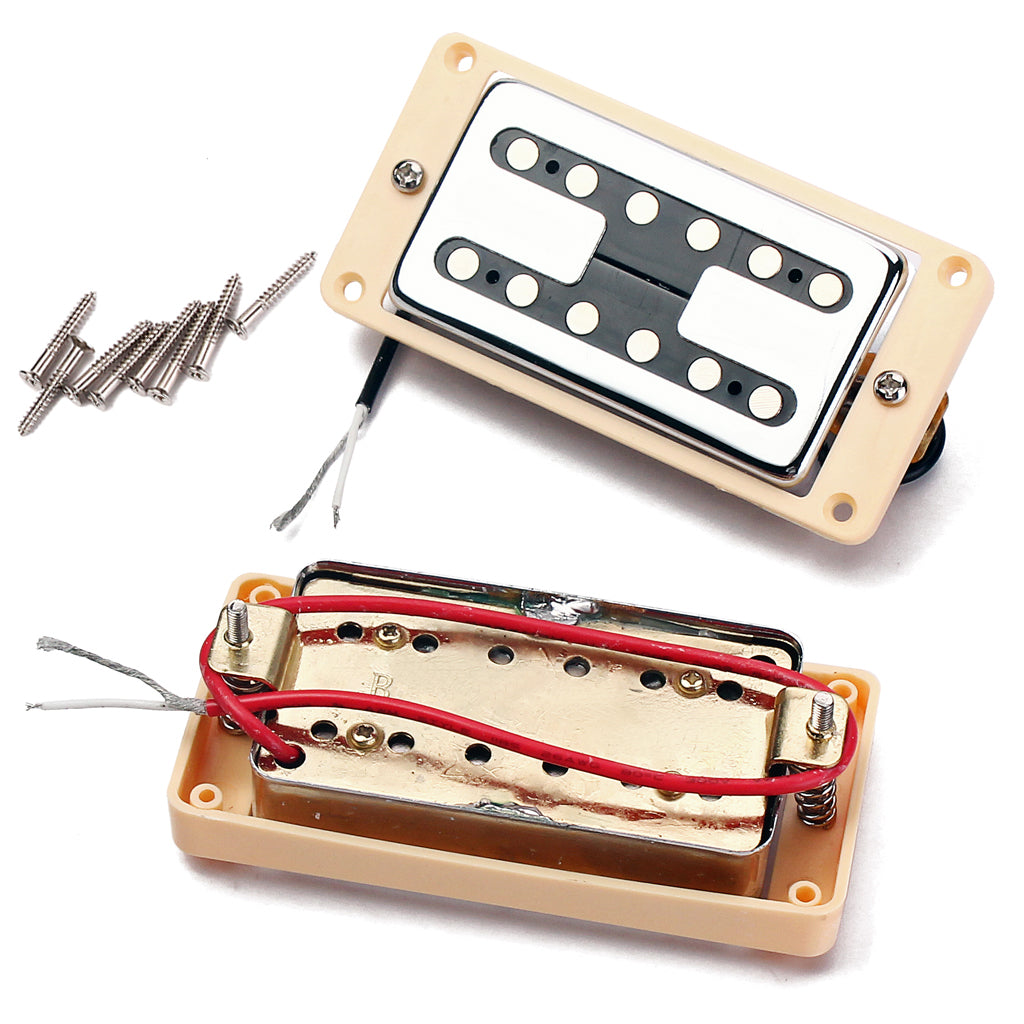 Double Coil Humbucker Pickups Set for Gibson Les Paul Electric Guitar Parts White with Cream/Black/ Frame