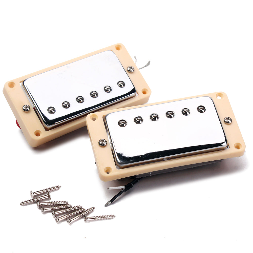 High Quality Set of Double Coil Humbucker Pickup Electric Guitar Neck & Bridge Pickup Chrome with Black Frame fit LP Guitar