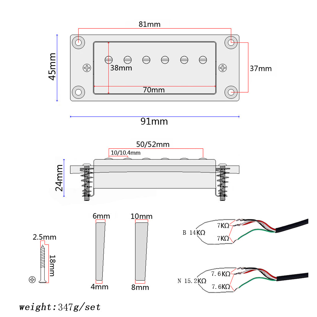 Guitar Humbucker Pickups for LP Electric Guitars with Mounting Screws