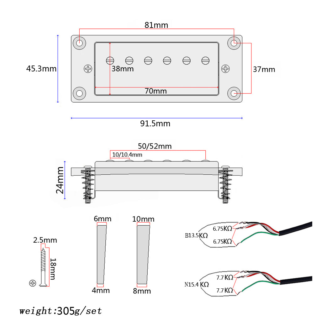 Guitar Humbucker Pickups for LP Electric Guitars with Mounting Screws