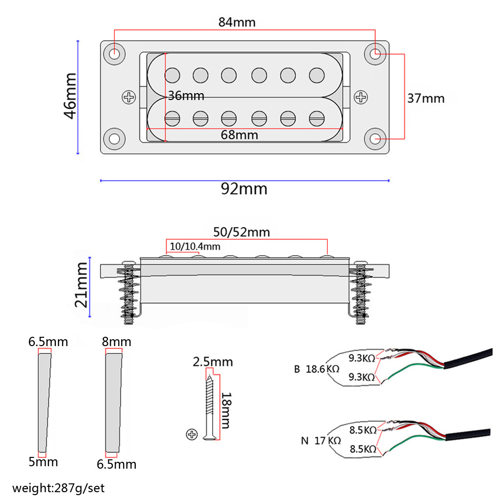 Guitar Humbucker Pickups for LP Electric Guitars with Mounting Screws